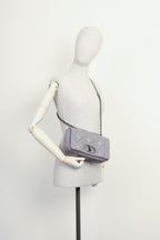 CHRISTIAN DIOR Caro Bag Macrocannage Calfskin Grey