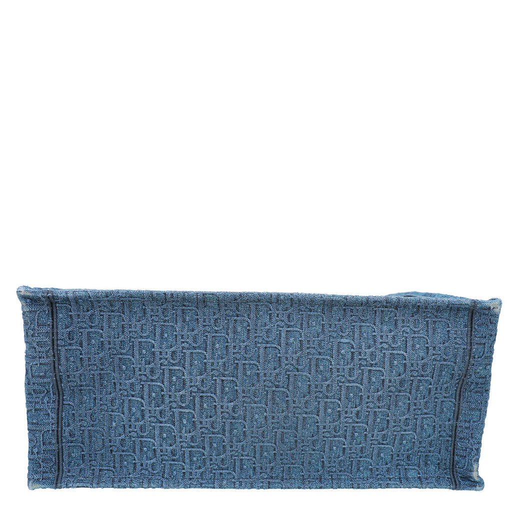 Christian Dior Blue Oblique Denim Book Tote Large Bag