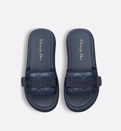 Dioriviera Dio(R)Evolution Slide Deep Blue Quilted Cannage Leather-Effect Fabric