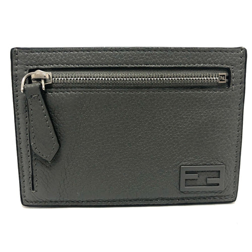 FENDI Card Case 7M0310 leather gray FF Baguette mens