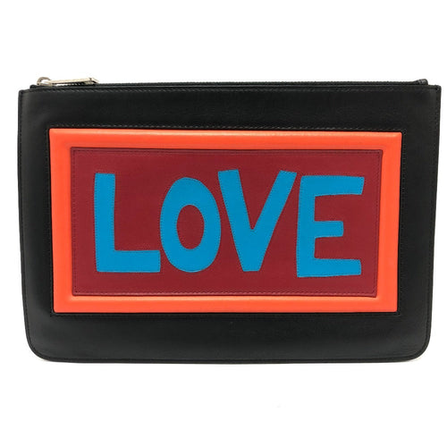 FENDI Clutch bag 7N0078  leather black LOVE mens