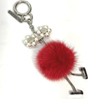 FENDI charm Metal, Fur Silverx red fur Bag Bugs Monster Studs Women