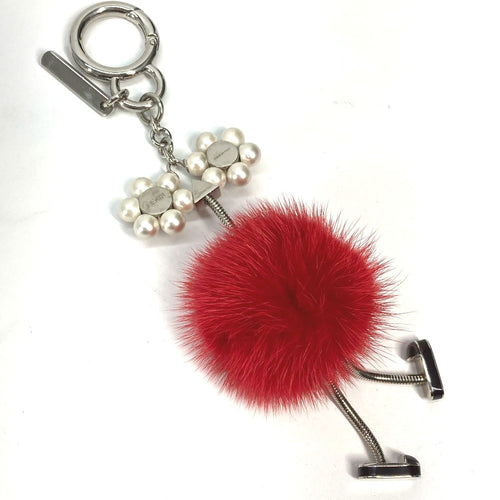 FENDI charm Metal, Fur Silverx red fur Bag Bugs Monster Studs Women