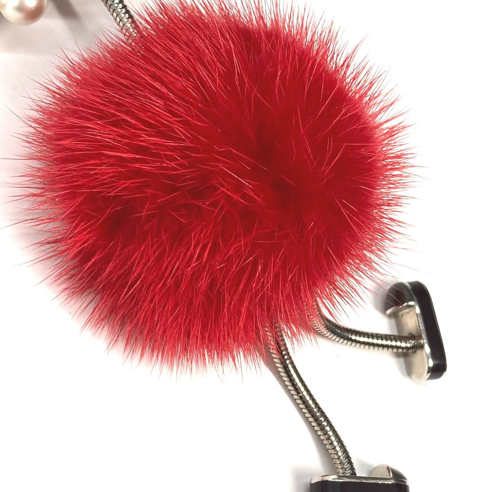 FENDI charm Metal, Fur Silverx red fur Bag Bugs Monster Studs Women