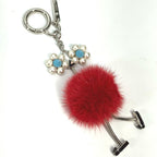FENDI charm Metal, Fur Silverx red fur Bag Bugs Monster Studs Women