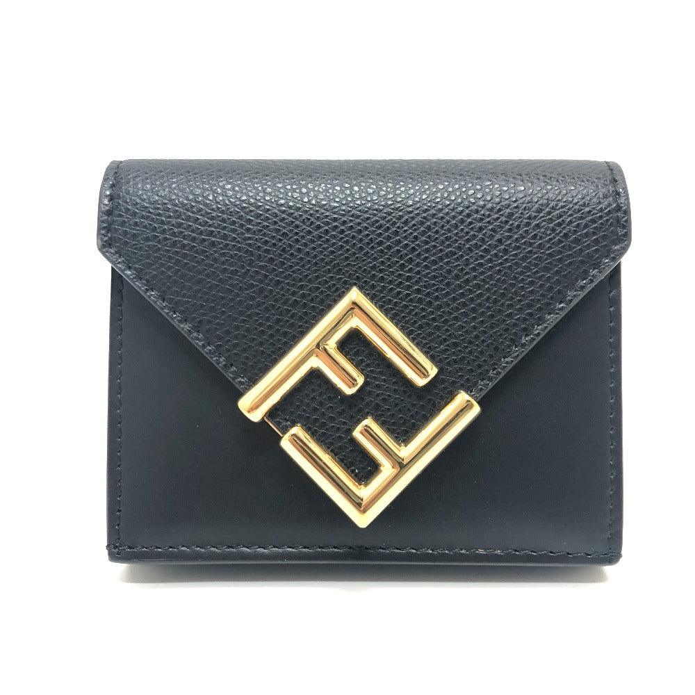FENDI Trifold wallet 8M0480 leather black FF Diamond Women