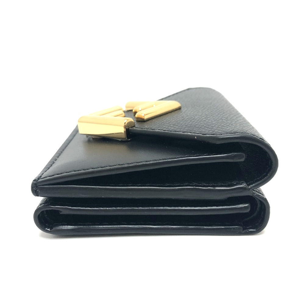 FENDI Trifold wallet 8M0480 leather black FF Diamond Women