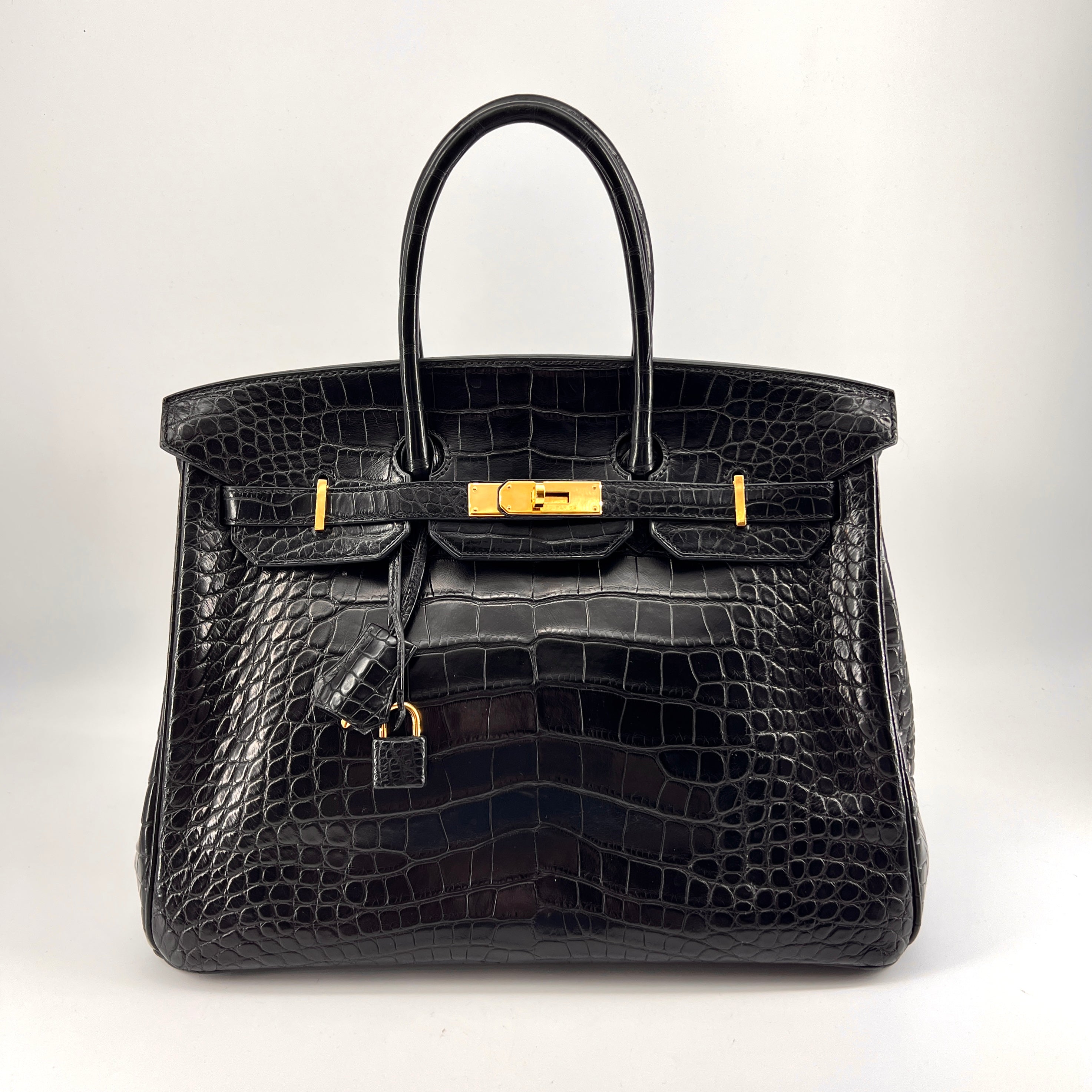 Hermes Birkin35 Bag Black  Crocodile Gold Hardware