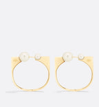 Large Dior Tribales New Look Earrings Gold Finish Metal And White Resin Pearls