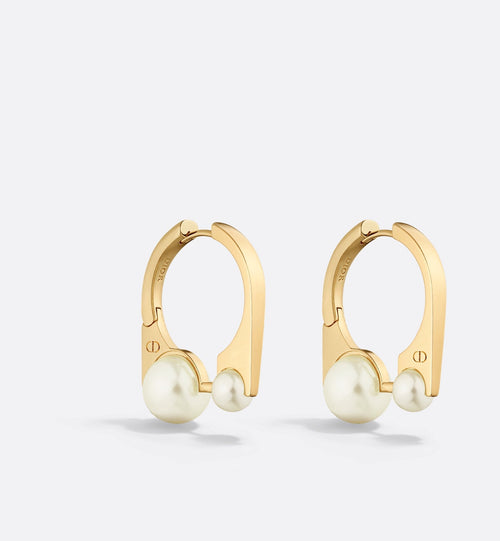Medium Dior Tribales New Look Earrings Gold Finish Metal And White Resin Pearls