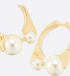 Small Dior Tribales New Look Earrings Gold Finish Metal And White Resin Pearls