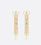 Dioriviera Petit Cd Earrings Gold Finish Metal With White Resin Pearls And Multicolor Lacquer