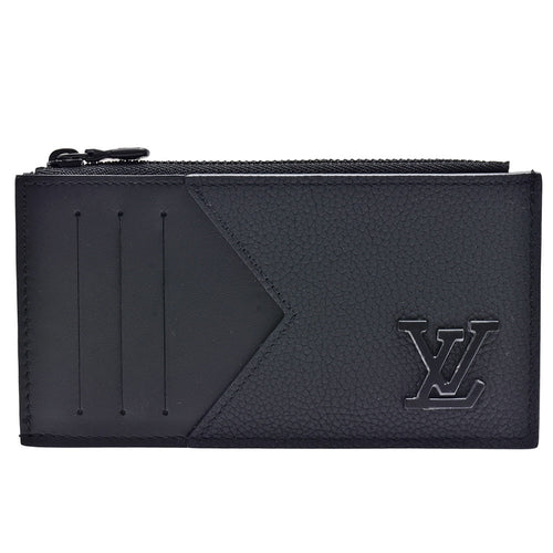 Louis Vuitton COIN CARD HOLDER 8 BLACK AEROGRAM CALFSKIN