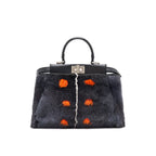 Fendi Mini Peekaboo Mink-Fur & Leather Bag (Strap missing)