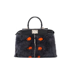 Fendi Mini Peekaboo Mink-Fur & Leather Bag (Strap missing)