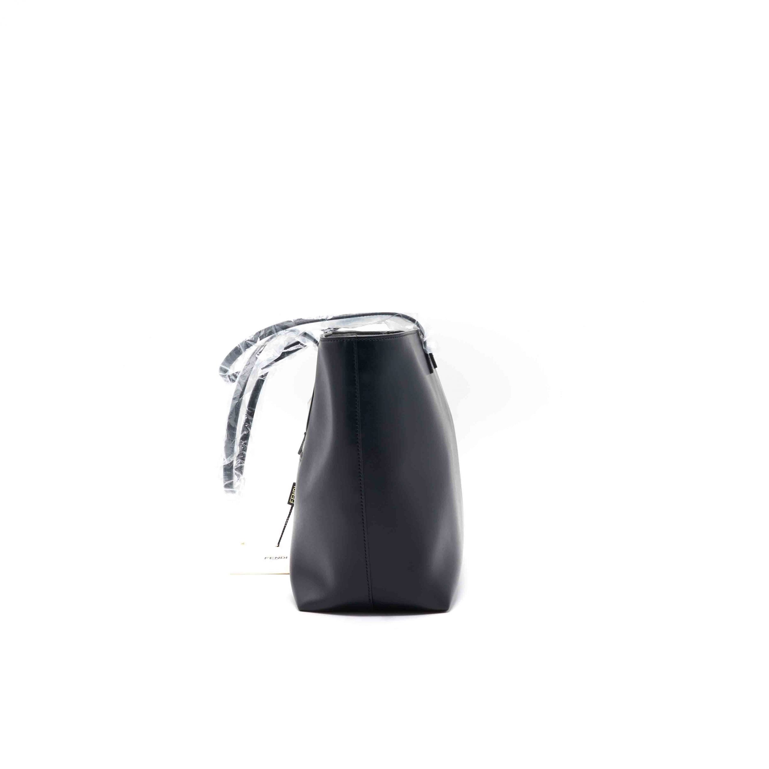 Fendi Monster Eye Roll Black Leather Tote