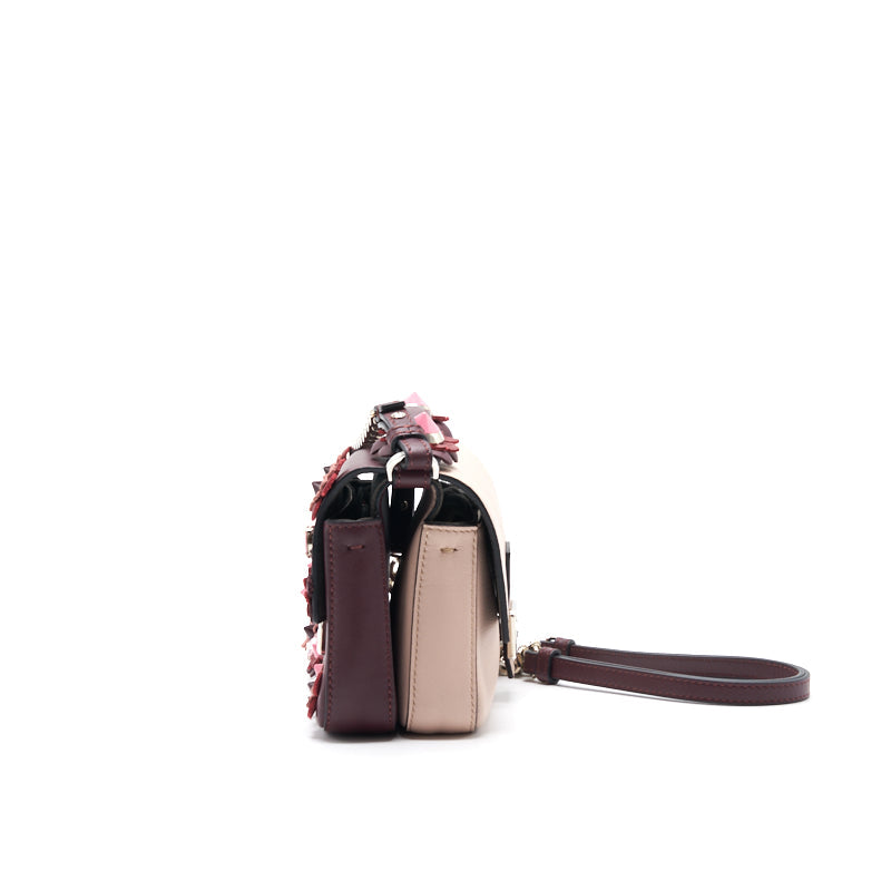 Fendi Plum Flowerland Leather Double Micro Baguette Bag