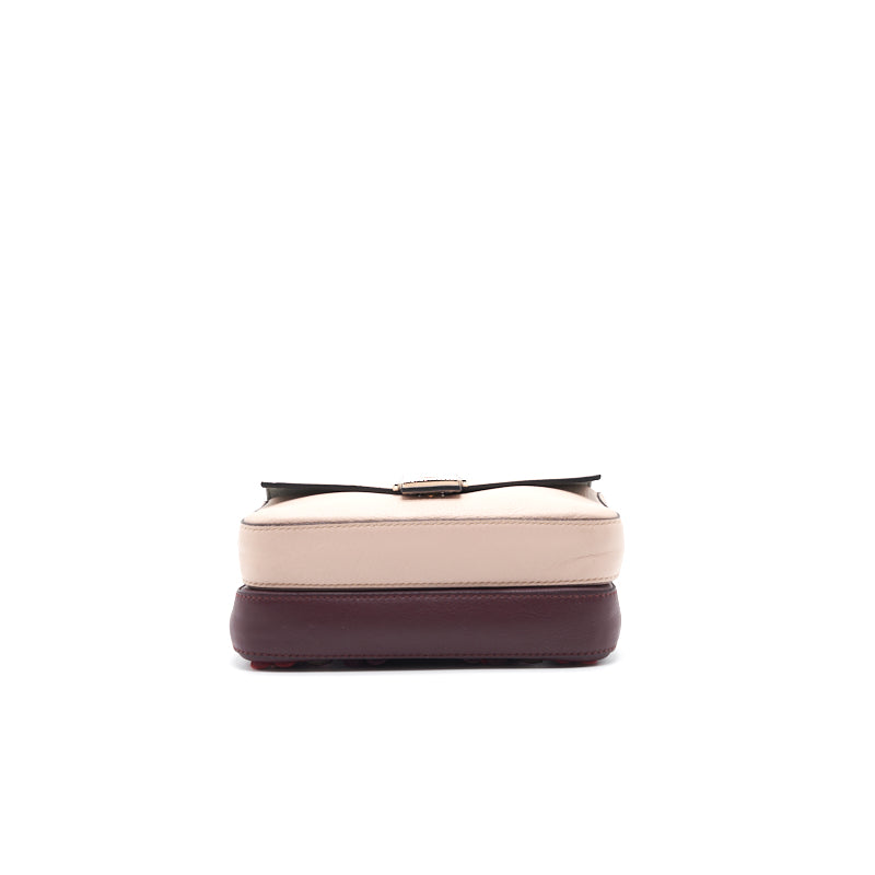Fendi Plum Flowerland Leather Double Micro Baguette Bag