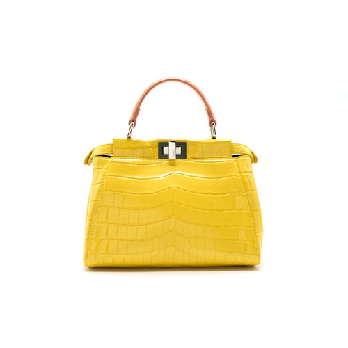 Fendi Yellow Crocodile Peekaboo Iconic Mini