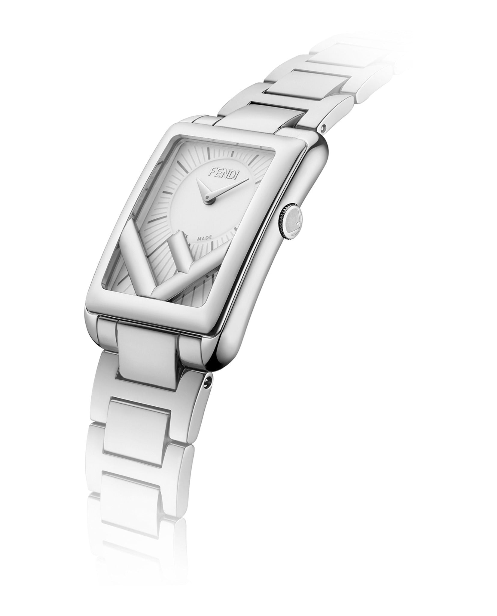 Fendi Womens Run Away Stainless Steel 32mm Bracelet Fashion Watch