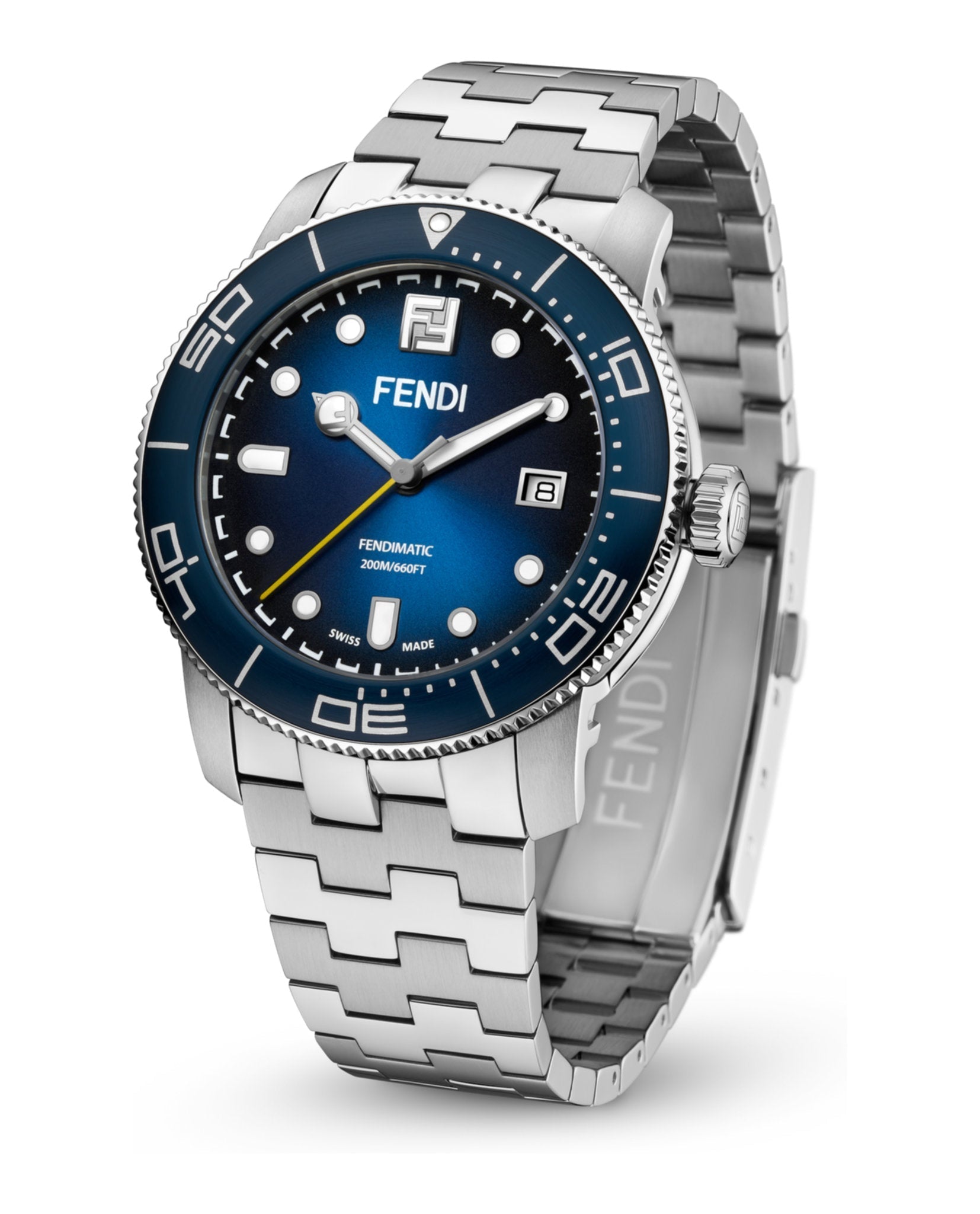 Fendi Mens Fendi Aqua Stainless Steel 42mm Bracelet Fashion Watch