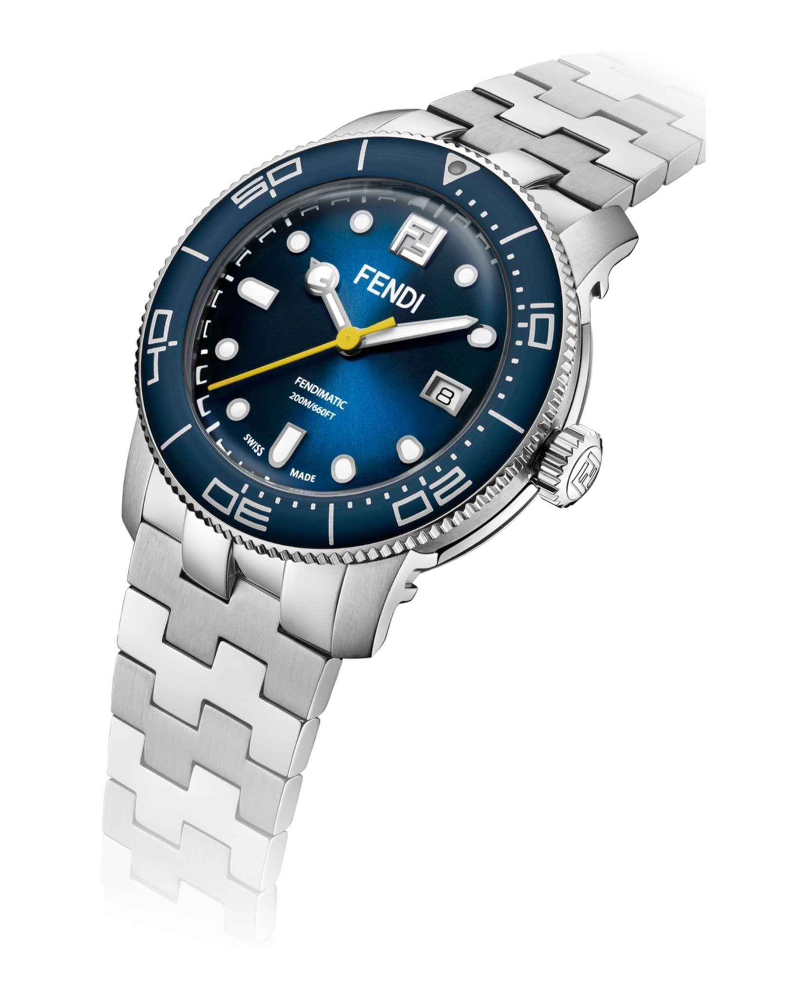 Fendi Mens Fendi Aqua Stainless Steel 42mm Bracelet Fashion Watch