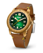 Fendi Mens Fendi Aqua Bronze 42mm Strap Fashion Watch