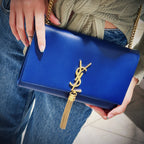 Saint Laurent Blue Calfskin Small Monogram Kate Tassel Bag TWS