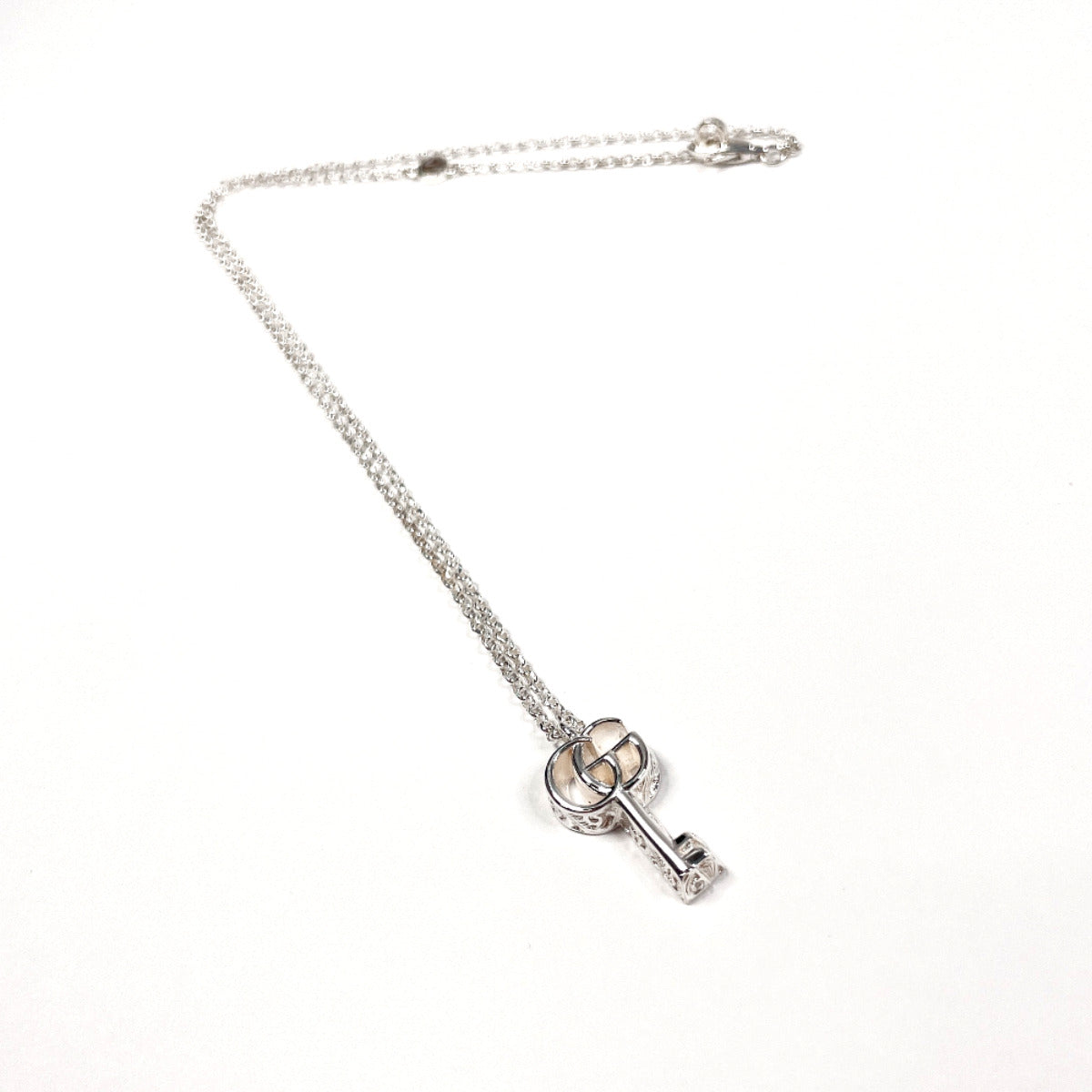 Gucci Silver Double G Key Arabesque Necklace