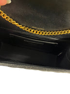 SAINT LAURENT - Black Grain De Poudre Triquilt Small Envelope Flap Bag