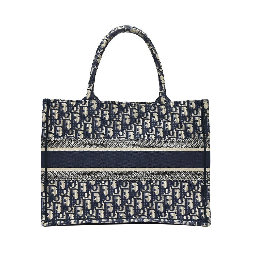 Christian Dior Blue Dior Oblique Embroidery Small Book Tote