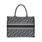 Christian Dior Blue Dior Oblique Embroidery Small Book Tote