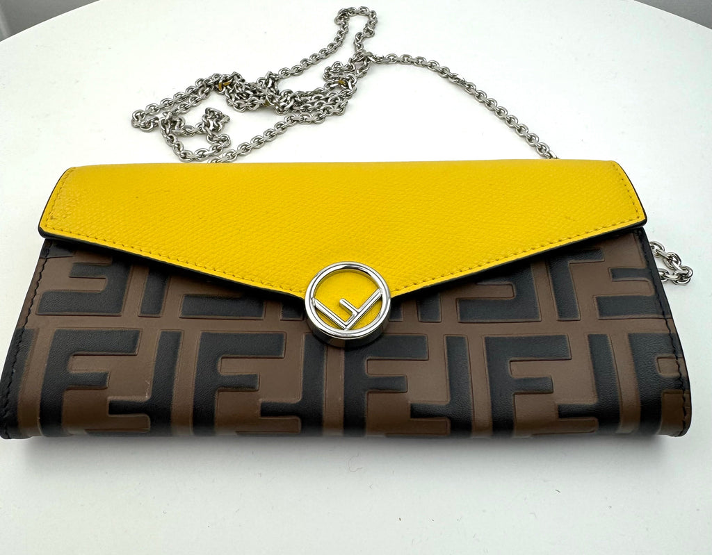 Fendi Continental Wallet with Chain in Red Leather