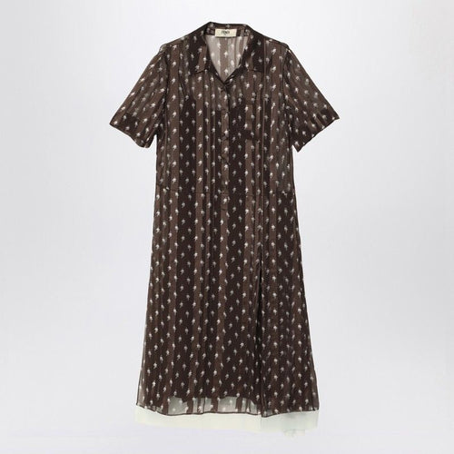 FENDI Chiffon Chemisier Dress with Floral Pattern