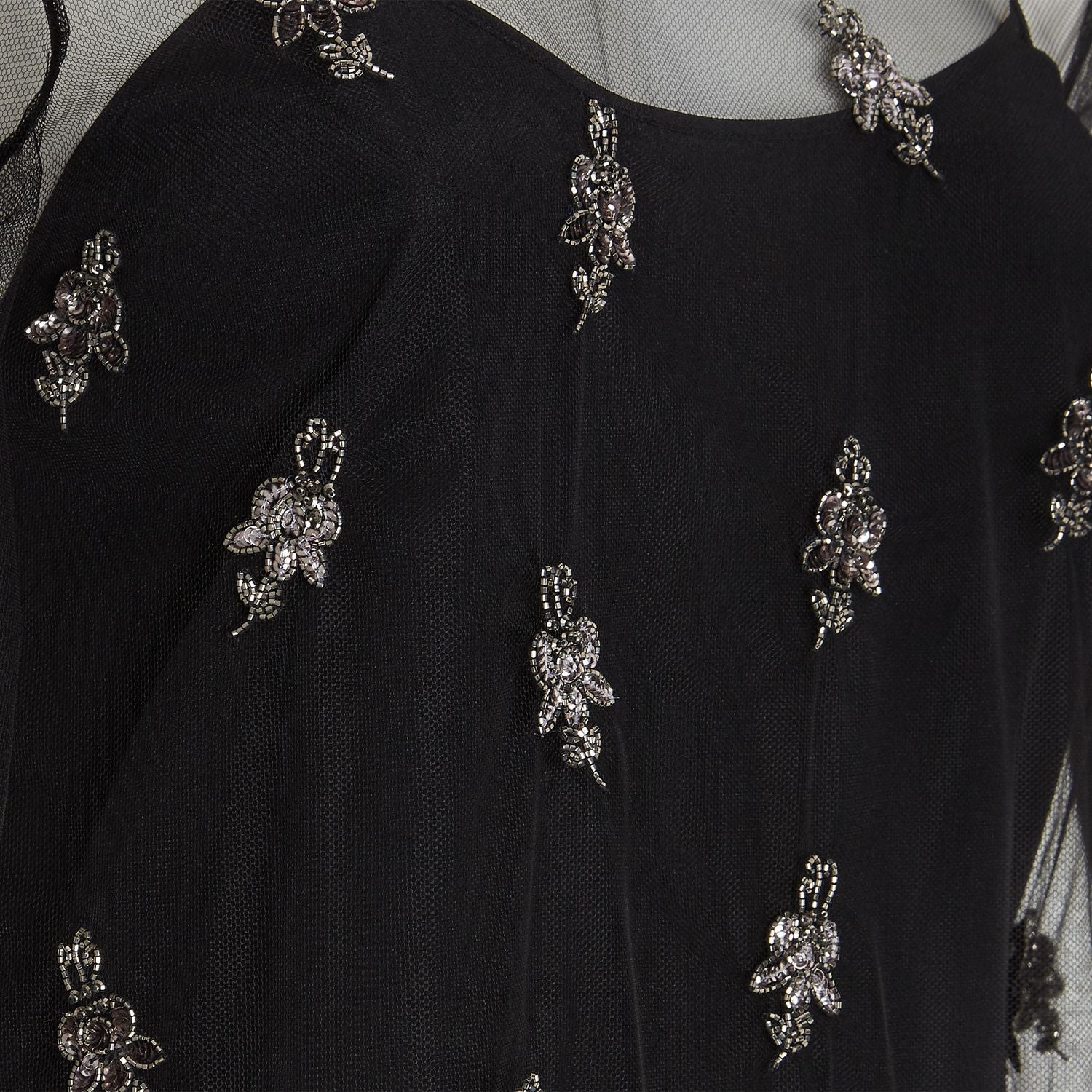 FENDI Lightweight Long Dress with Floral Embroidery