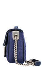 FENDI FF Baguette Chain Shoulder Bag Canvas Navy