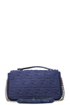 FENDI FF Baguette Chain Shoulder Bag Canvas Navy