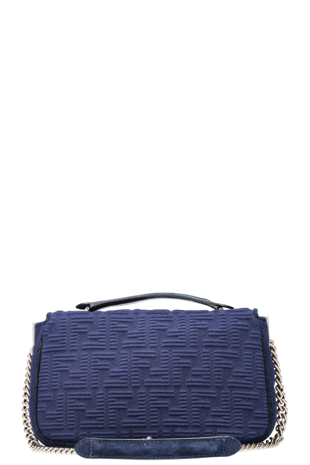 FENDI FF Baguette Chain Shoulder Bag Canvas Navy