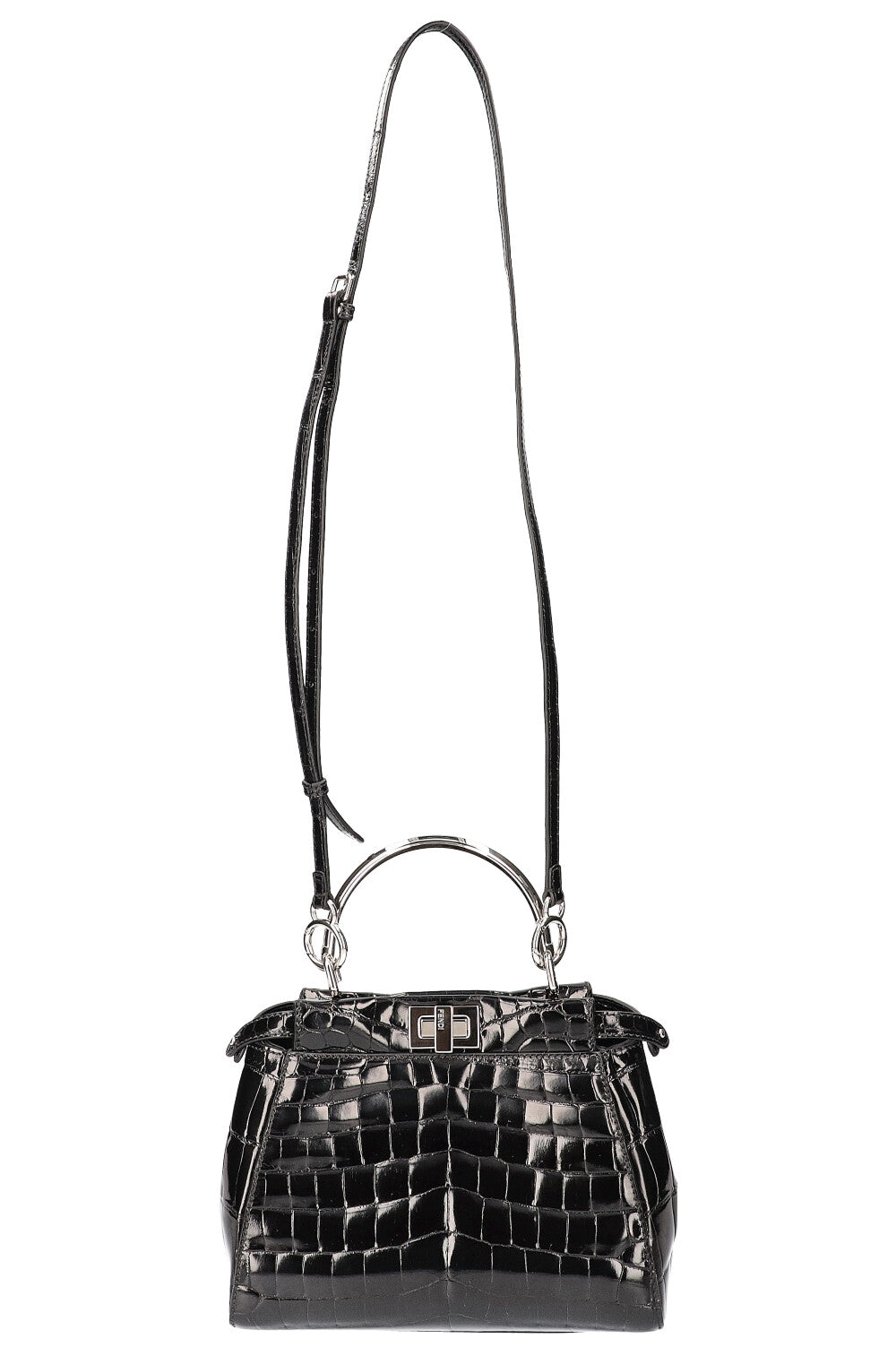 FENDI Peekaboo Mini Alligator Bag Black