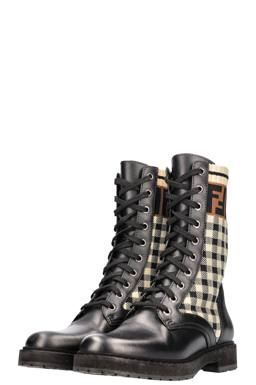 FENDI Boots Zucca Caro Pattern Black
