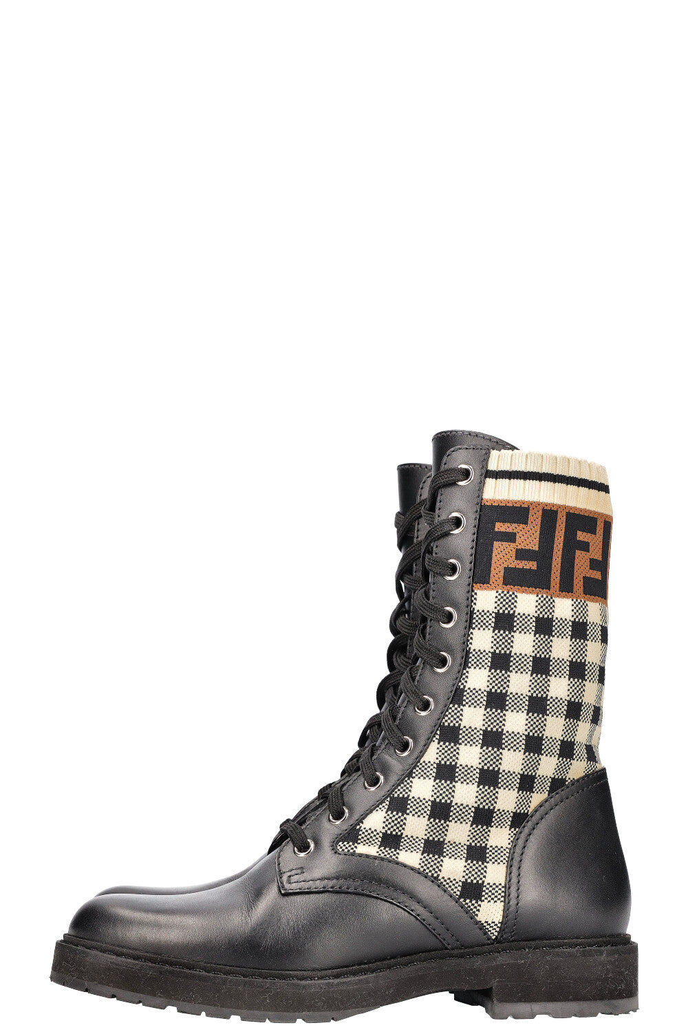 FENDI Boots Zucca Caro Pattern Black
