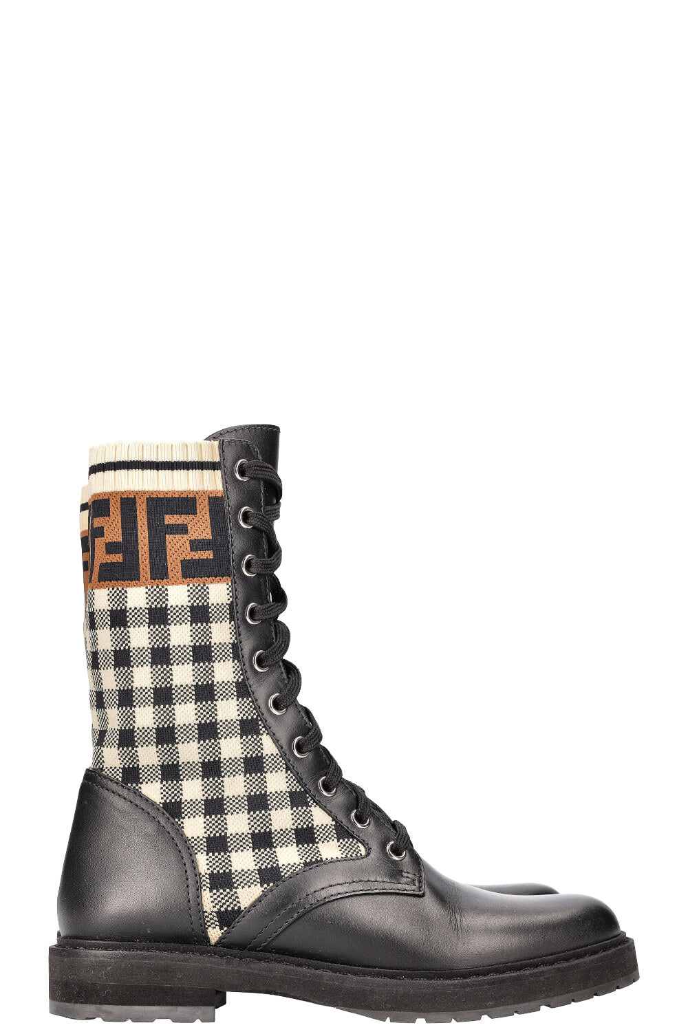 FENDI Boots Zucca Caro Pattern Black
