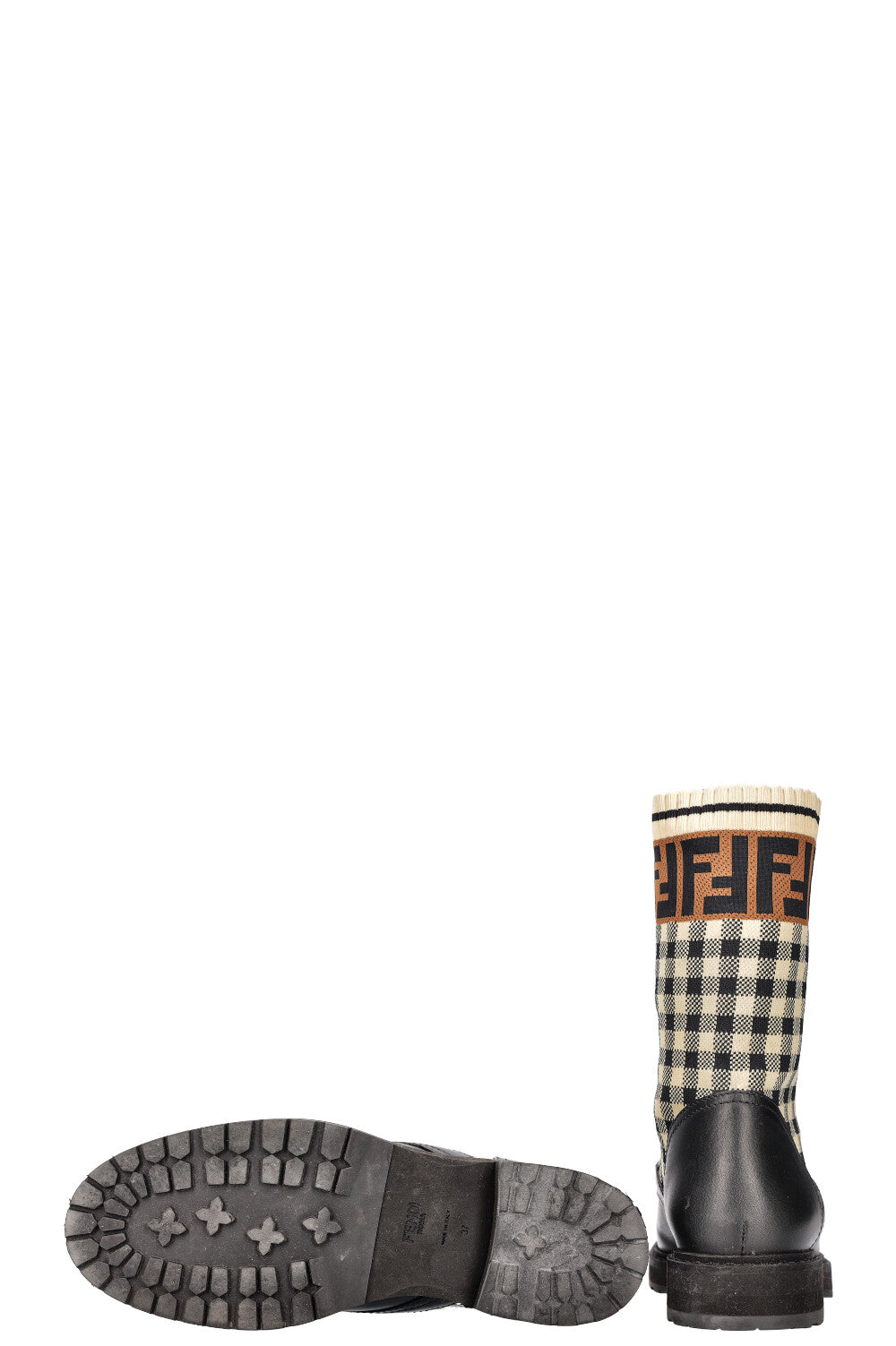 FENDI Boots Zucca Caro Pattern Black