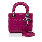 Dior Lady Dior Mini Pink Cannage Lambskin Silver