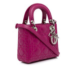 Dior Lady Dior Mini Pink Cannage Lambskin Silver