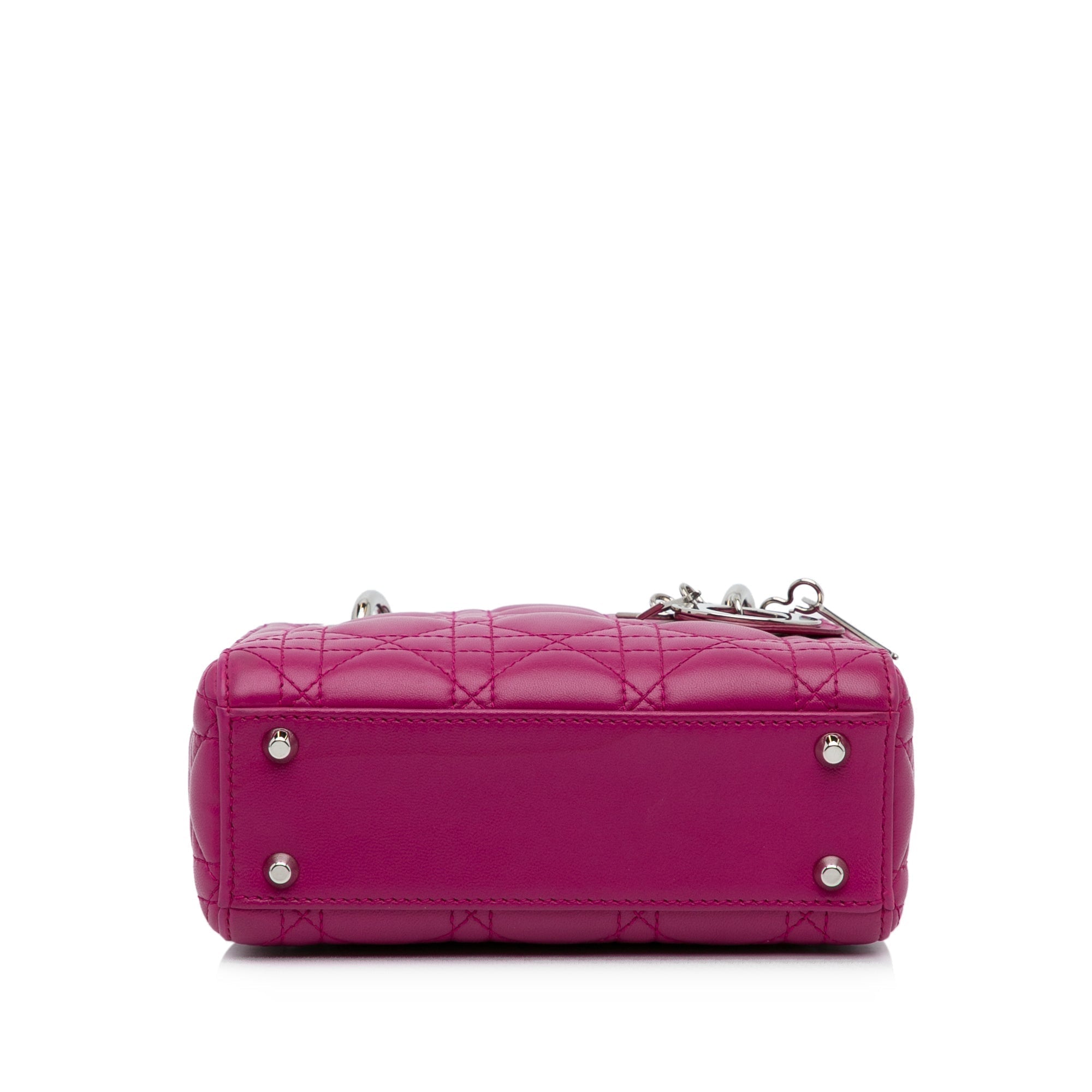 Dior Lady Dior Mini Pink Cannage Lambskin Silver