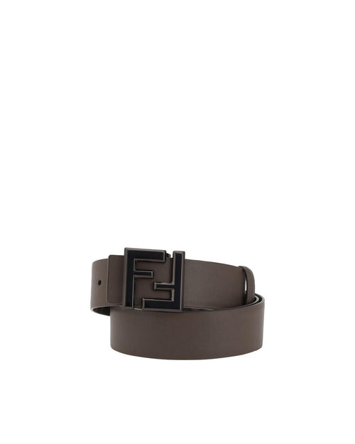 Fendi Leather Belt with FF Buckle Men Brown