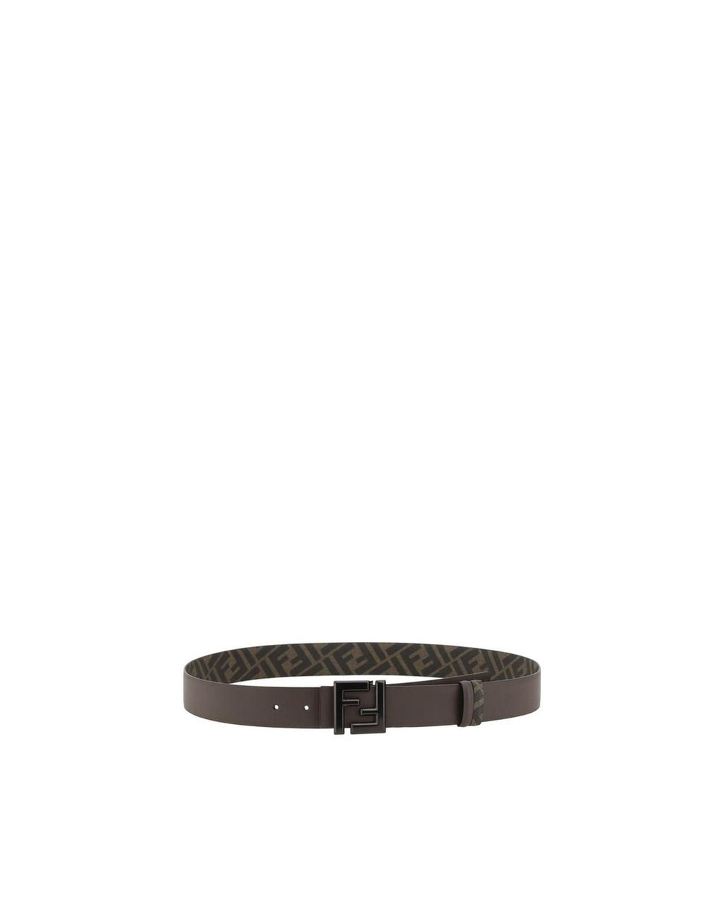 Fendi Leather Belt with FF Buckle Men Brown