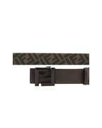 Fendi Leather Belt with FF Buckle Men Brown