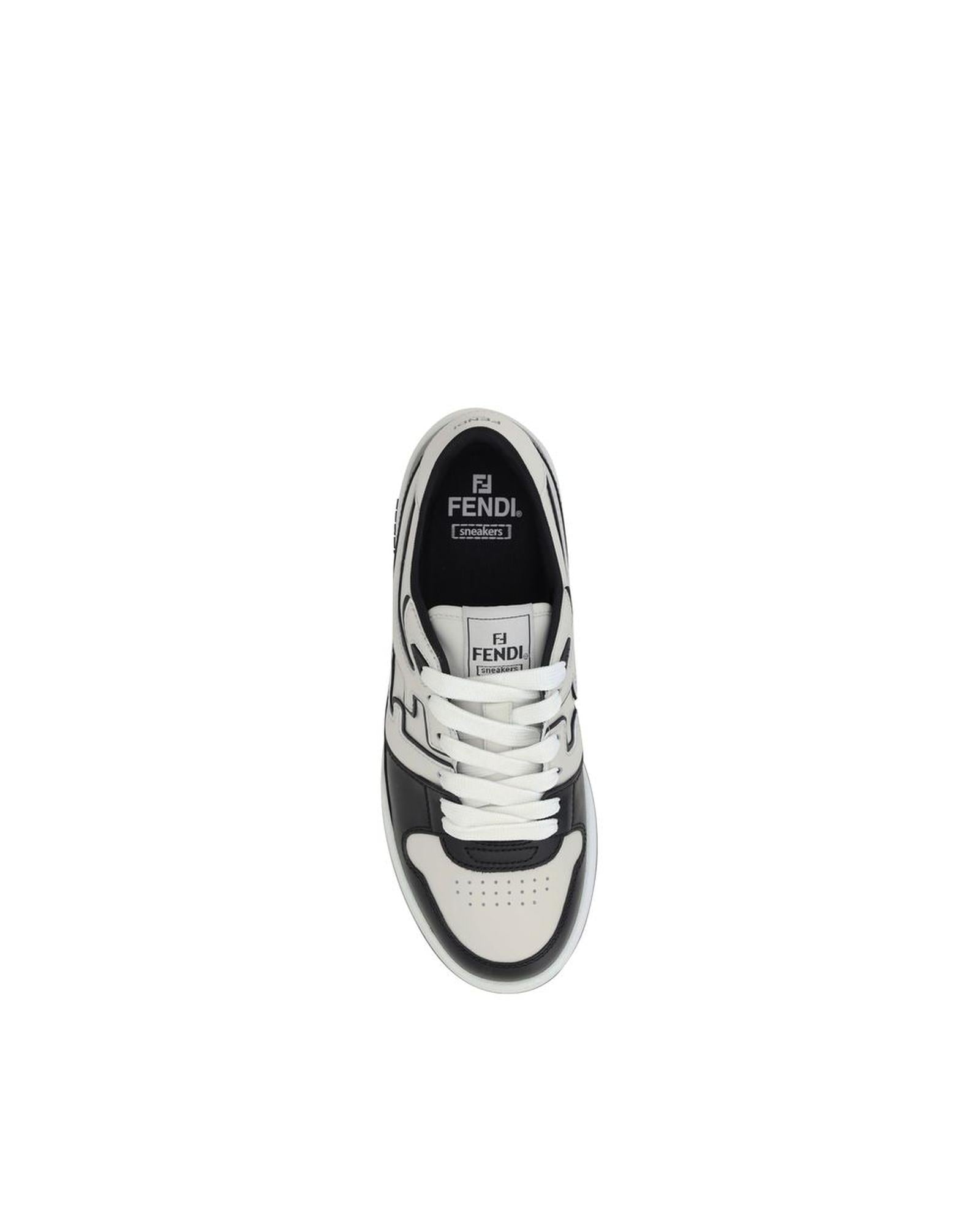 Fendi Match Leather Sneakers Men Black